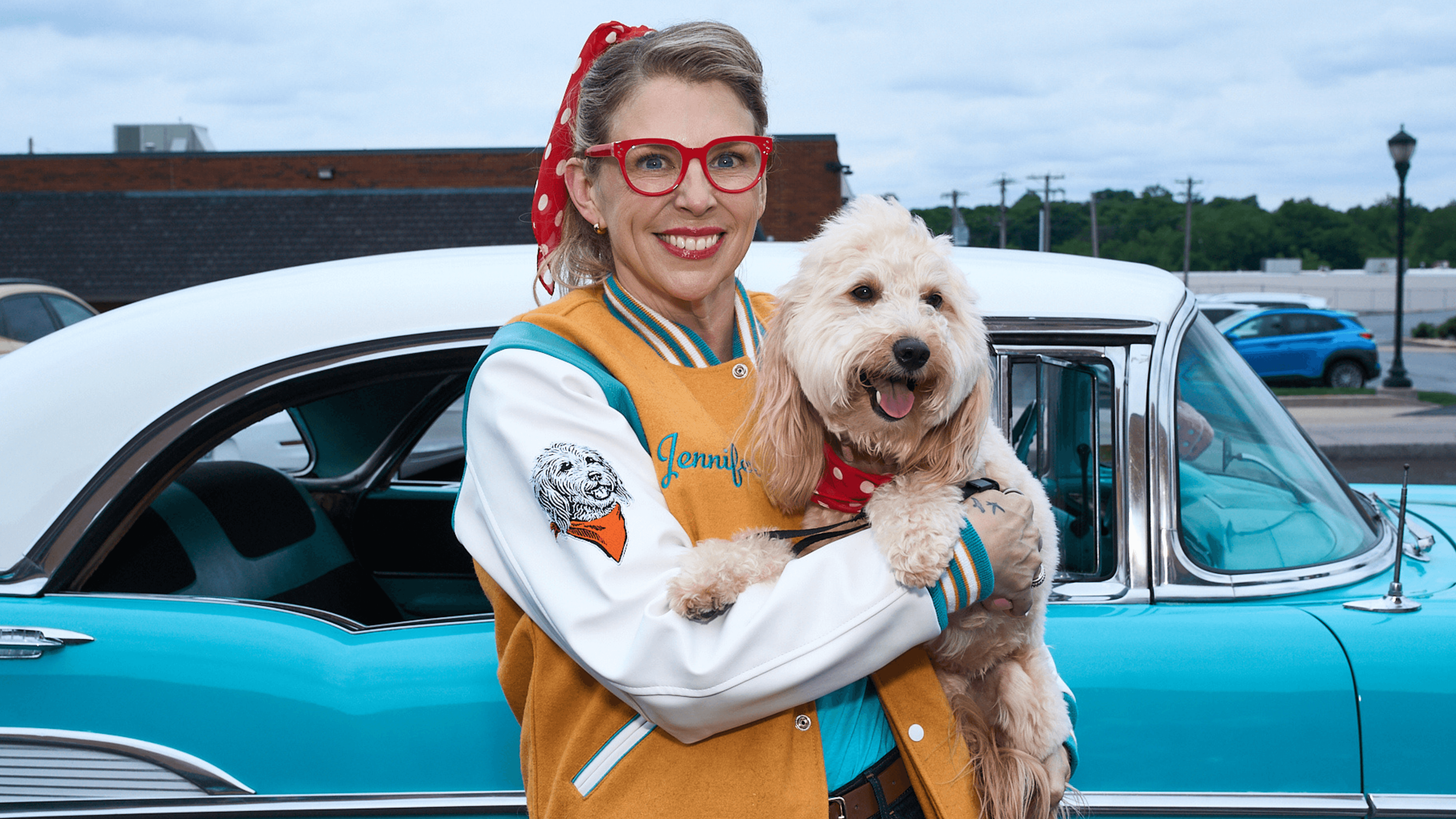 Good Clean Dog Founder and CEO Jennifer Ehlen Albrecht and her goldendoodle Rosie